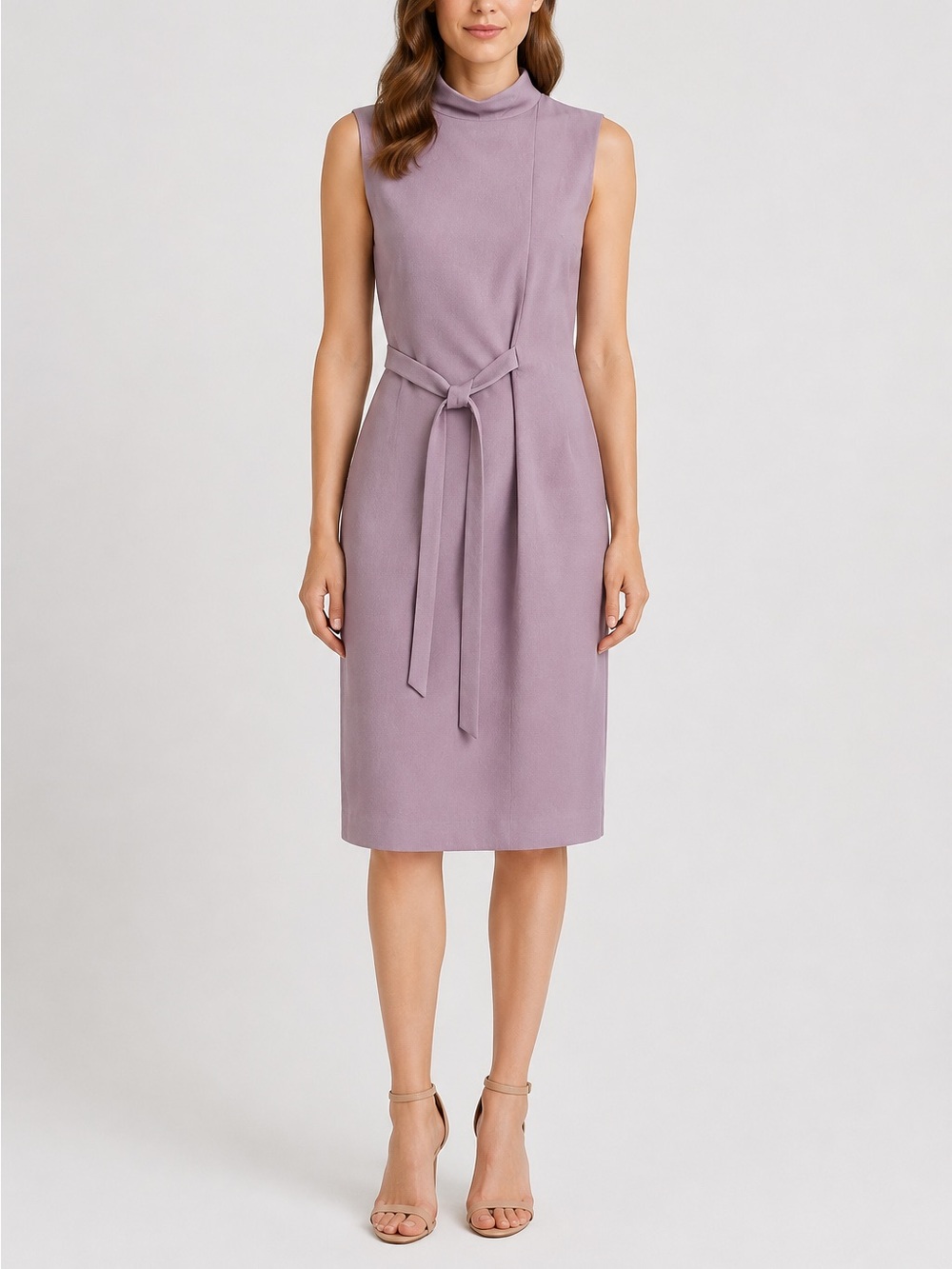 Pure Navy Sleeveless High-Neck Tie-Waist Midi Dress size 6